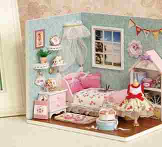 BABBAK'S LTD DIY Wooden Cabin Kit – Miniature House with LED Light for Adults & Teens