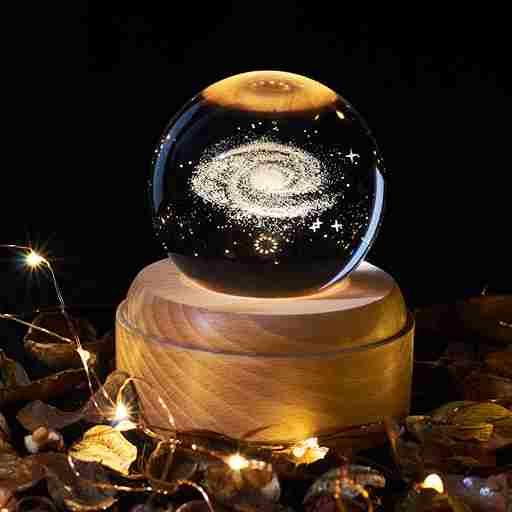 BABBAK'S LTD Magical Crystal Ball Night Light – Rotating LED Lamp with Music, USB Powered
