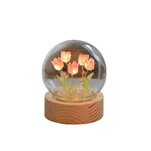 BABBAK'S LTD DIY Cute Tulip Lamp – Battery Operated Glass Flower Light Decoration