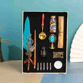 BABBAK'S LTD Retro Punk Feather Pen Set – Vintage Writing Kit with Brass Holder & Wax Seal Accessories