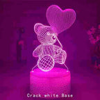 BABBAK'S LTD 3D Teddy Bear Night Light – 16 Color LED Optical Lamp with Remote & Touch Control