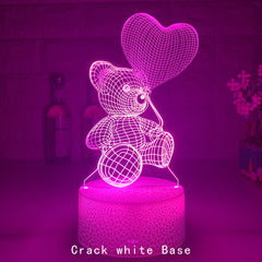 BABBAK'S LTD 3D Teddy Bear Night Light – 16 Color LED Optical Lamp with Remote & Touch Control