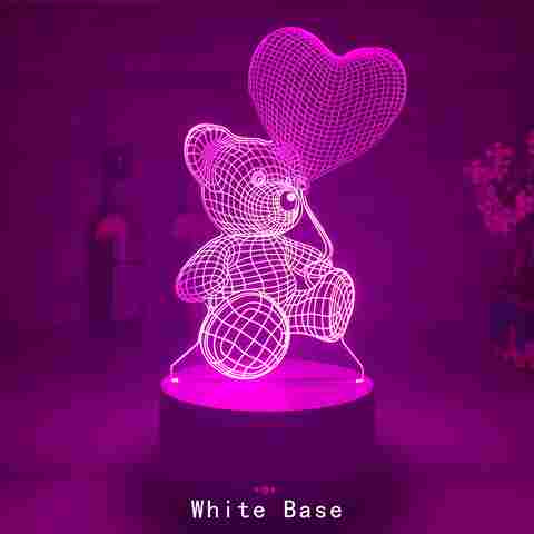 BABBAK'S LTD 3D Teddy Bear Night Light – 16 Color LED Optical Lamp with Remote & Touch Control