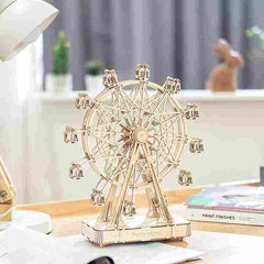 BABBAK'S LTD RoWood Ferris Wheel Music Box – 3D Wooden Puzzle & Vintage DIY Craft Kit