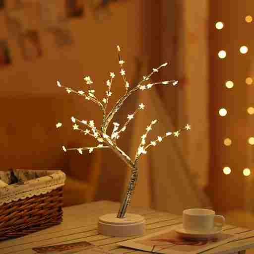BABBAK’S LTD | USB + Battery Powered LED Tree Light Lamp – 500mm Warm White – Plastic Decor for Bedroom & Home