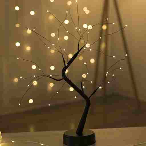 BABBAK’S LTD | USB + Battery Powered LED Tree Light Lamp – 500mm Warm White – Plastic Decor for Bedroom & Home