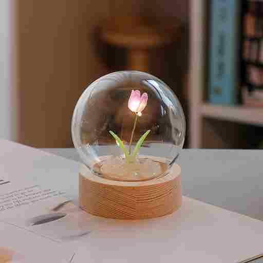 BABBAK'S LTD DIY Cute Tulip Lamp – Battery Operated Glass Flower Light Decoration