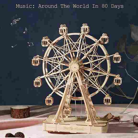 BABBAK'S LTD RoWood Ferris Wheel Music Box – 3D Wooden Puzzle & Vintage DIY Craft Kit