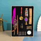BABBAK'S LTD Retro Punk Feather Pen Set – Vintage Writing Kit with Brass Holder & Wax Seal Accessories
