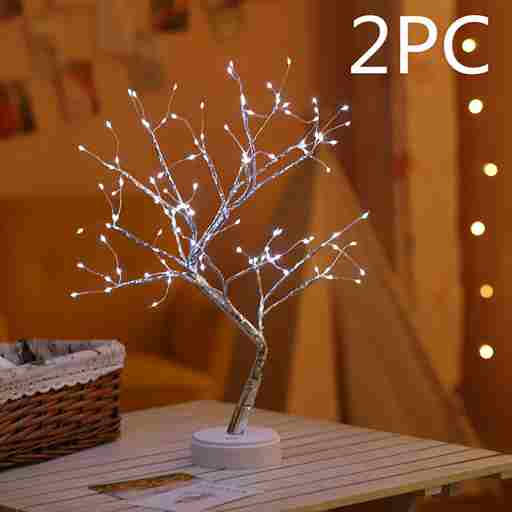 BABBAK’S LTD | USB + Battery Powered LED Tree Light Lamp – 500mm Warm White – Plastic Decor for Bedroom & Home