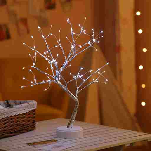BABBAK’S LTD | USB + Battery Powered LED Tree Light Lamp – 500mm Warm White – Plastic Decor for Bedroom & Home