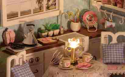 BABBAK'S LTD DIY Wooden Cabin Kit – Miniature House with LED Light for Adults & Teens