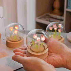BABBAK'S LTD DIY Cute Tulip Lamp – Battery Operated Glass Flower Light Decoration