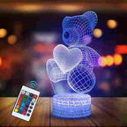BABBAK'S LTD 3D Teddy Bear Night Light – 16 Color LED Optical Lamp with Remote & Touch Control