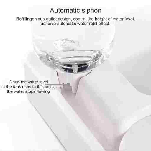 Automatic siphon device with text explaining its function on a white background