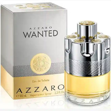 Azzaro Wanted perfume bottle and packaging on a white background
