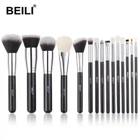 Set of BEILI makeup brushes on a white background