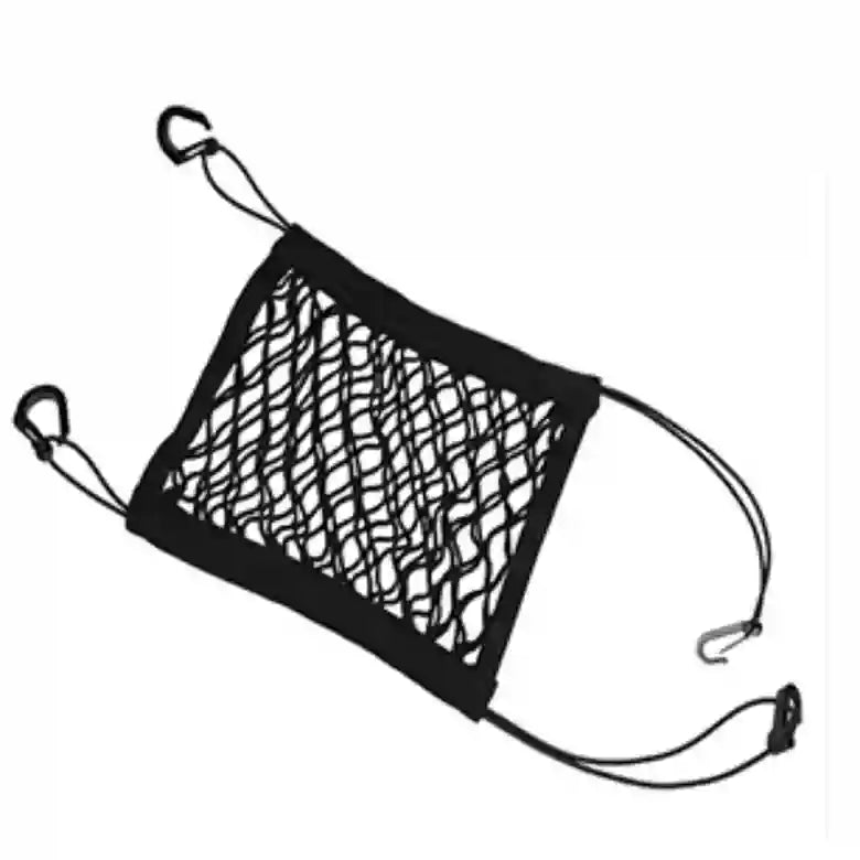 Black car net bag with clips on a white background