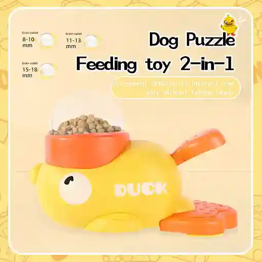 Dog puzzle feeding toy 2-in-1 with packaging on a yellow background