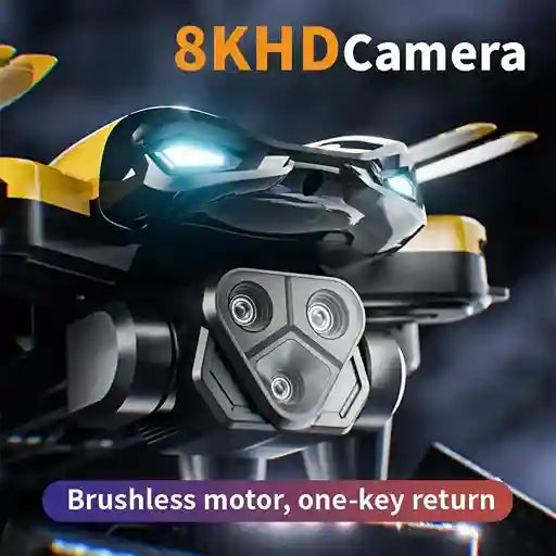 Drone with 8K HD camera and brushless motor on a dark background