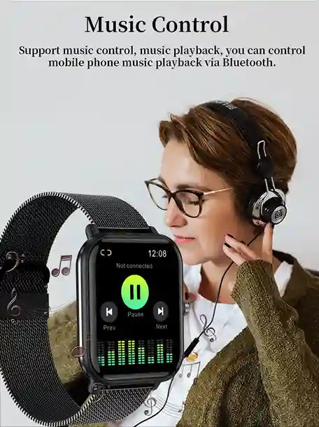 Fitness smartwatch tracking steps and calories