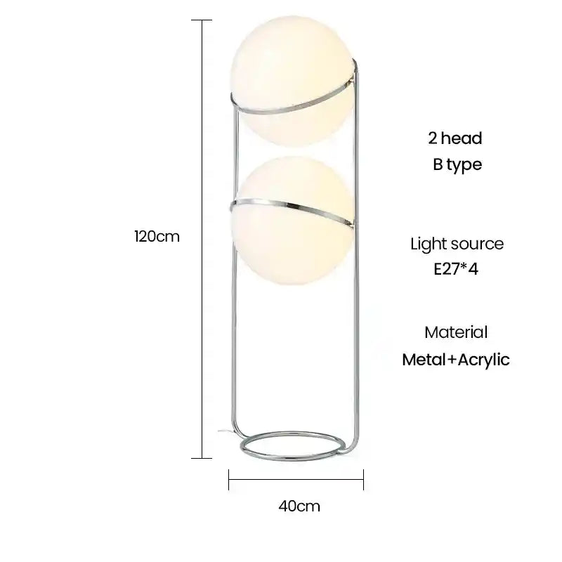 Floor lamp with dimensions and specifications on a white background