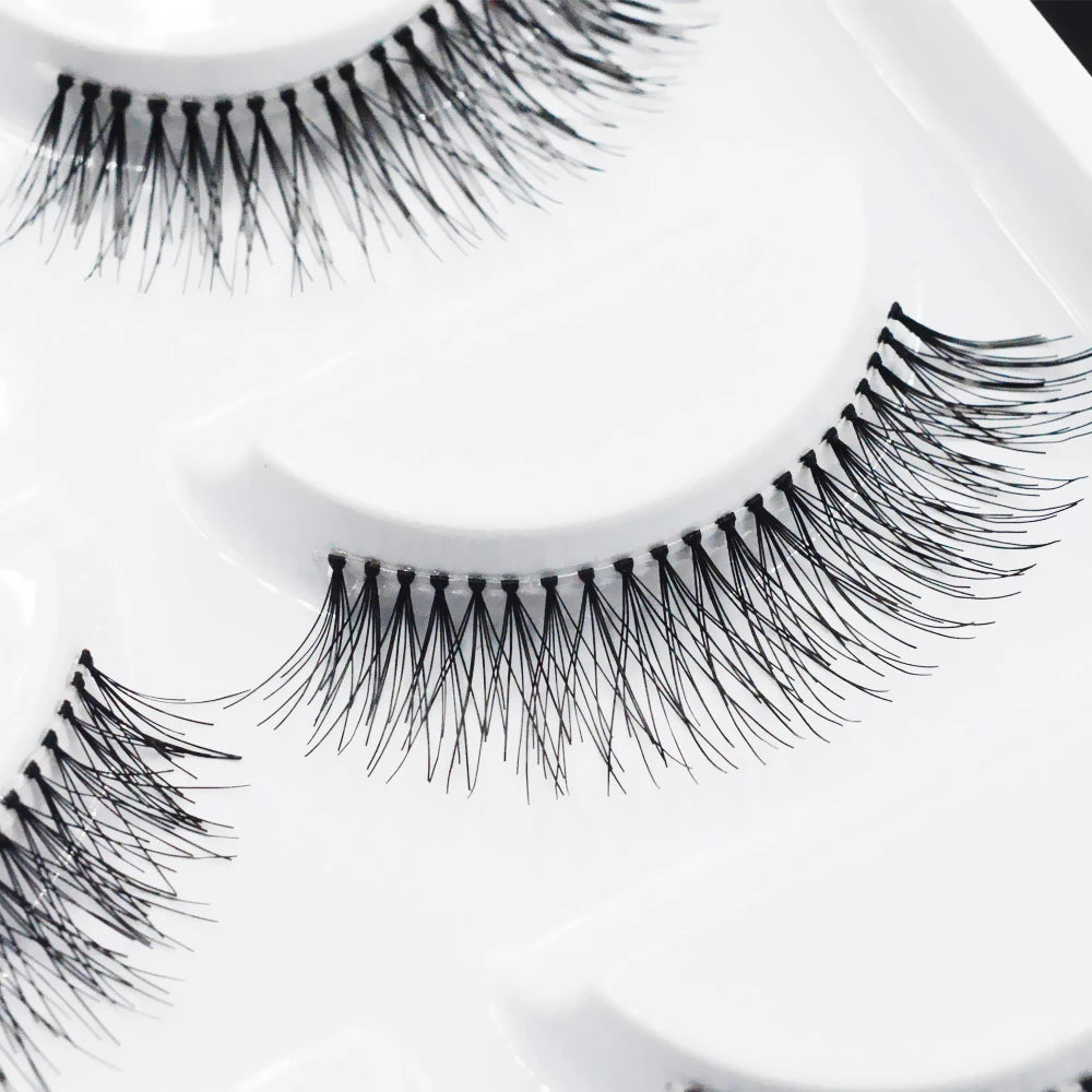 BABBAK'S LTD Long Sparse Cross False Eyelashes – 5 Pairs Natural Black Handmade Lashes