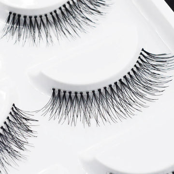 BABBAK'S LTD Long Sparse Cross False Eyelashes – 5 Pairs Natural Black Handmade Lashes