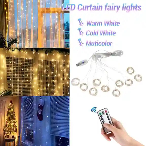 BABBAK'S LTD Christmas LED Light Curtain – Festive Holiday Decoration for Windows, Walls & Parties