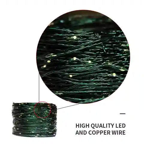 BABBAK'S LTD Copper Wire LED Fairy Lights – 12M Green String Lights with Remote for Christmas & Wedding Decor