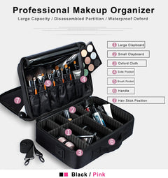 BABBAK'S LTD INSERT Cosmetic Case – Oxford Fabric Travel Makeup Organizer Bag with Multiple Layers