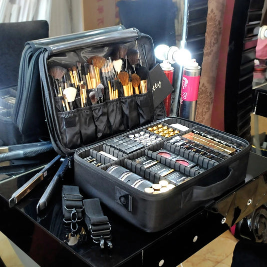 BABBAK'S LTD INSERT Cosmetic Case – Oxford Fabric Travel Makeup Organizer Bag with Multiple Layers