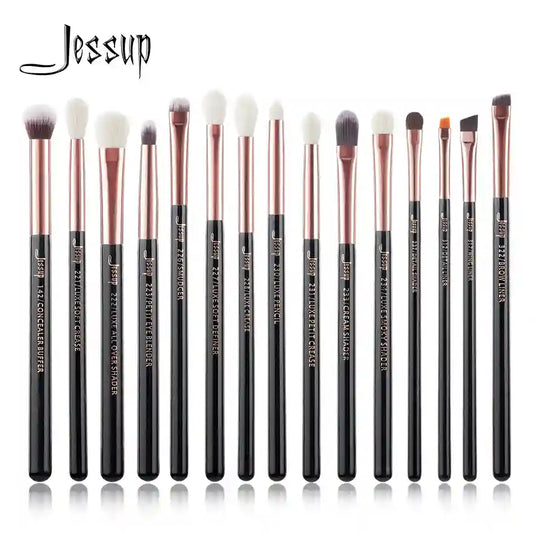 BABBAK'S LTD Jessup 15pcs Makeup Brush Set – Natural-Synthetic Bristles & Rose Gold Handles