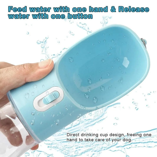 BABBAK'S LTD Portable Pet Dog Water Bottle – Travel Drinking Feeder with Built‑in Bowl for Dogs & Cats