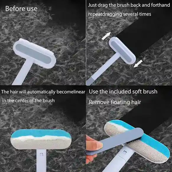 Instructions for using a hair removal brush with text on how to use it.