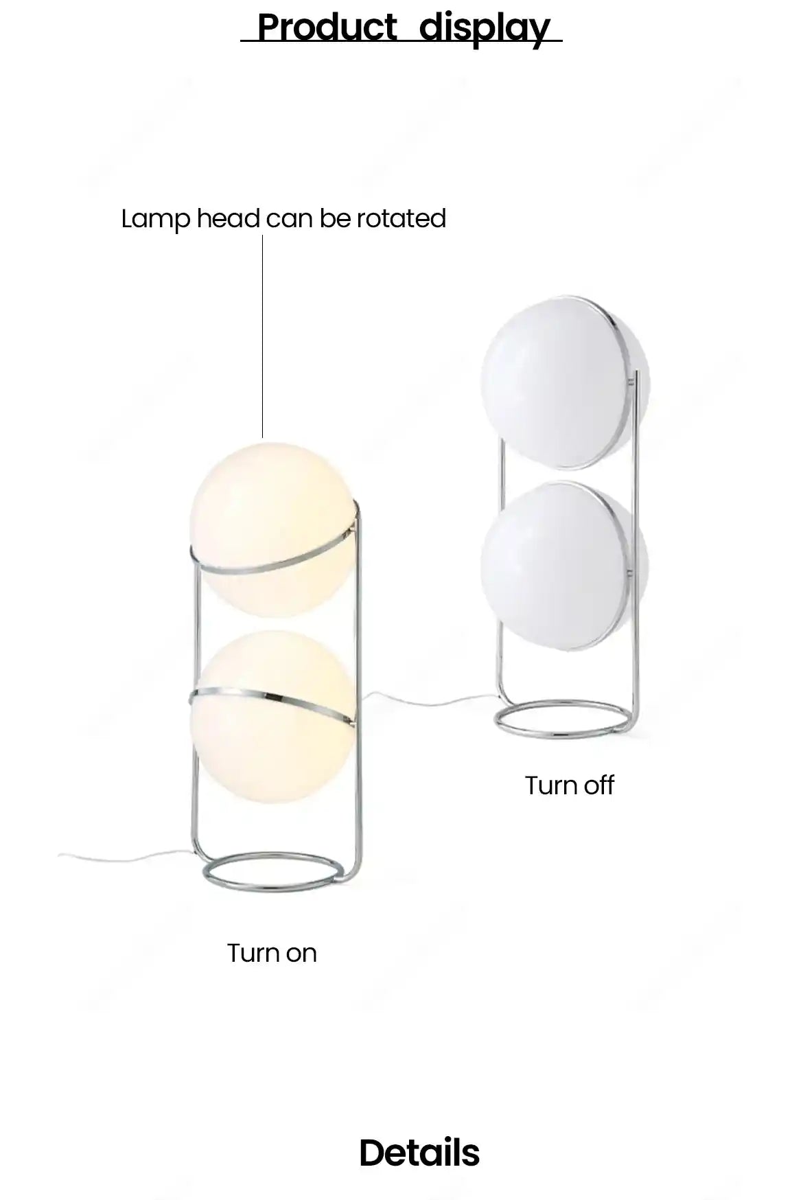 Lamp with rotating lamp heads on a white background