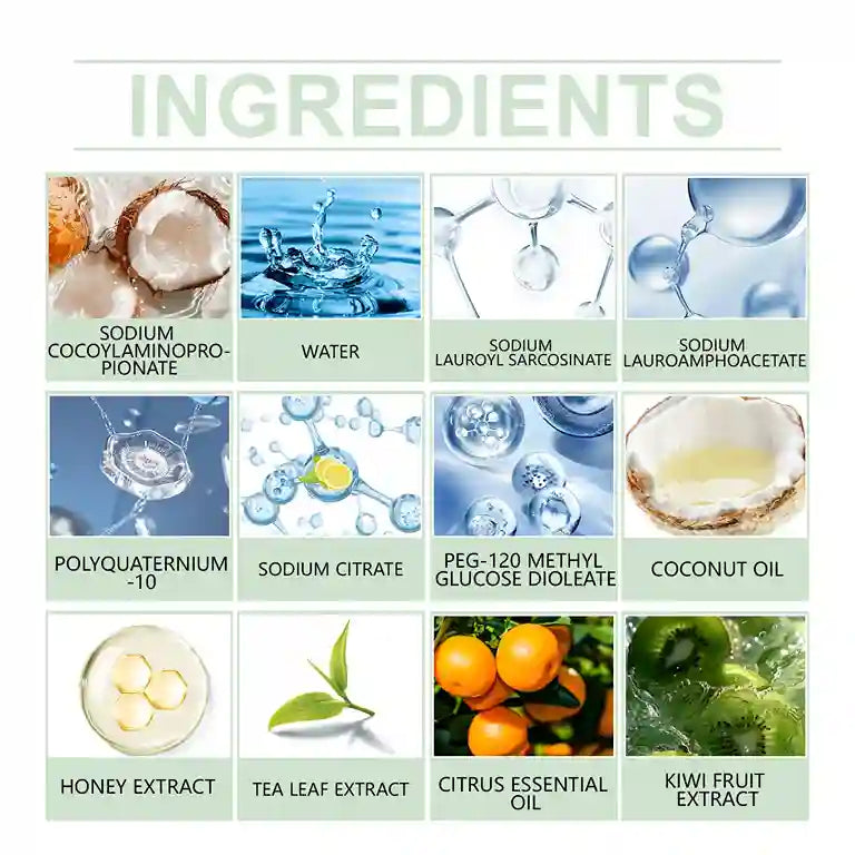 List of ingredients with corresponding images on a white background