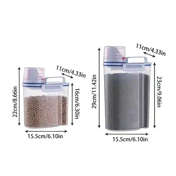 Measurement chart of a container with dimensions labeled