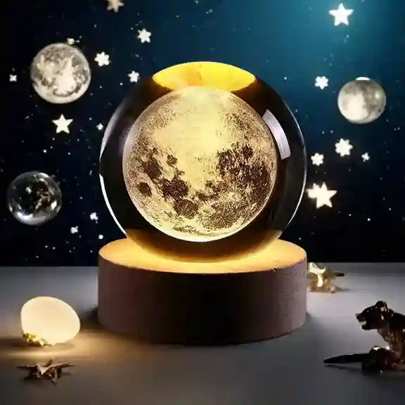 Moon lamp with starry night background