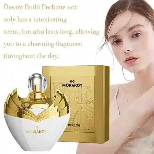 Morakot perfume bottle and packaging with a model in the background