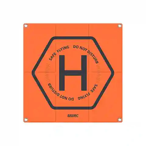 Orange square mat with black 'H' and text on a white background
