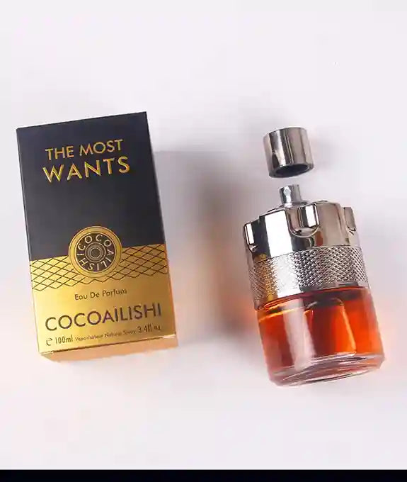 Perfume bottle and packaging of 'Cocoailishi' by 'The Most Wants' on a white background