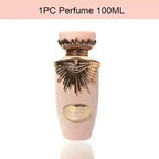 Perfume bottle with decorative cap on a white background