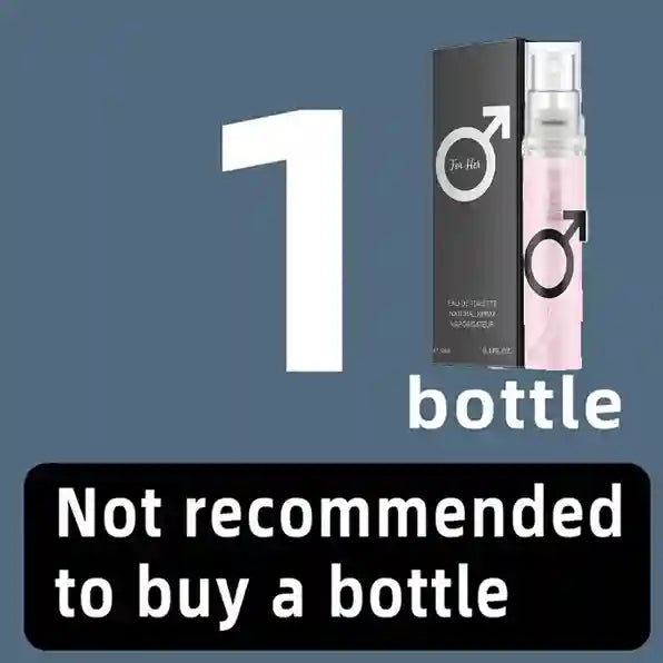 Perfume bottle with packaging and text 'Not recommended to buy a bottle' on a blue background