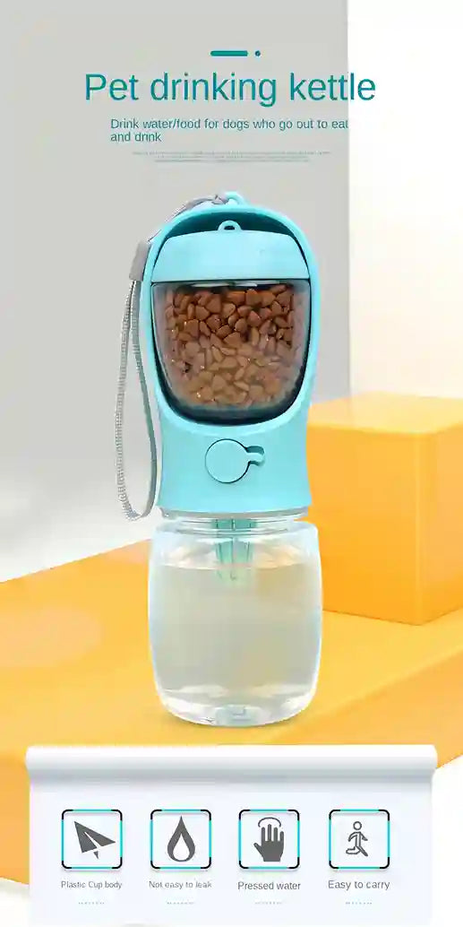 Pet drinking kettle with food compartment on a white background