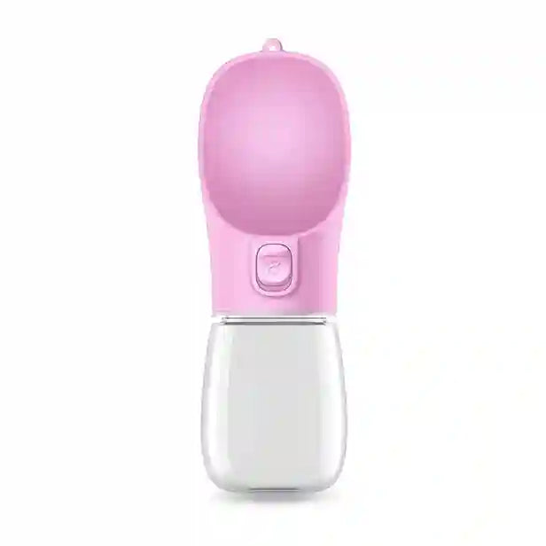 Pink and clear portable bottle on a white background