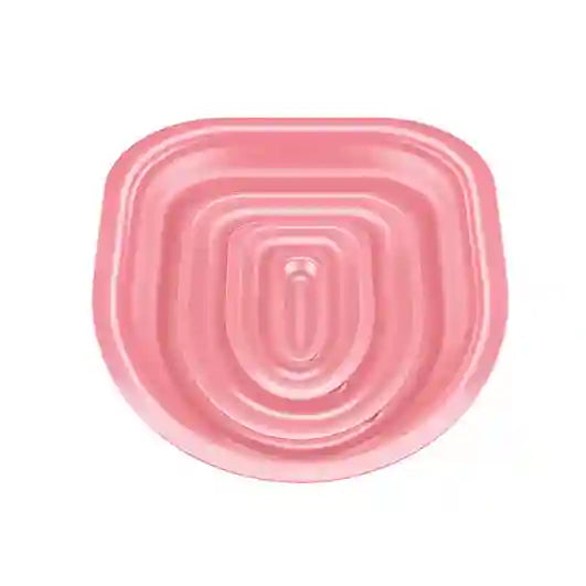 Pink ceramic platter on a white background