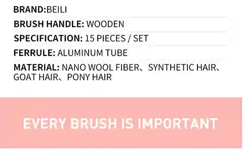 Product description card with BEILI branding and brush specifications on a white background.