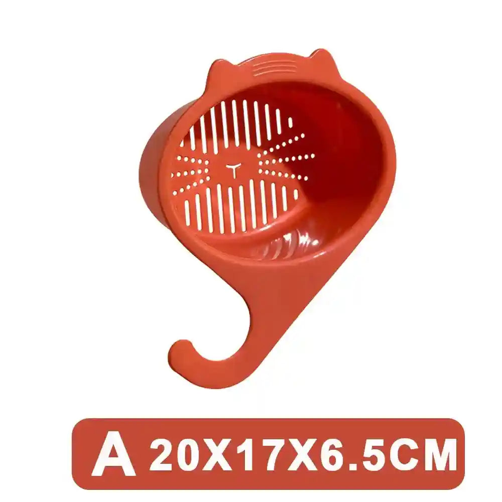 Red kitchen strainer with dimensions 20x17x6.5cm on a white background