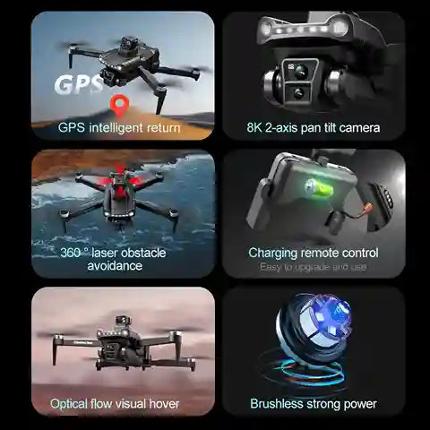 BABBAK'S LTD Xiaomi V198GPS Drone – Foldable 8K HD Camera GPS Quadcopter with Obstacle Avoidance